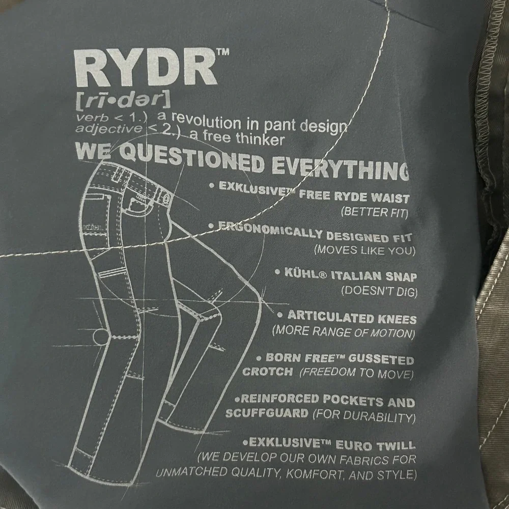 Kuhl Rydr Mens 34x34 Dark Brown Articulated Workwear Outdoor Hiking Pants